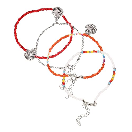 Beavorty 4 Stück Teiliges Damen Fußkettchen Set mit Anhänger und Verstellbare Fußarmbänder für Teenager und Frauen für Strandpartys und Festivals von Beavorty