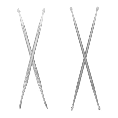 Beavorty 4 Stück Teiliges Dualkopf Nail Art Dotting Tool aus Langlebigem Metall Uv Gel Carving Pen für DIY Maniküre Skulptur Malen Modellieren und Originelles Nail Art Design von Beavorty