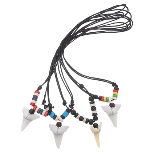 Beavorty 4 Stück Teiliges Haifischzahn-halsketten Herren Verstellbare Surfer-kordel Robustes Acryl-holz-material Maritimer Beach-schmuck Erinnerungsgeschenk für Outdoor-freunde von Beavorty
