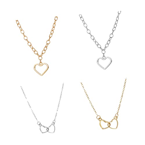 Beavorty 4 Stück Teiliges Herz für Damen Doppelte Herz Anhänger Kettenanhänger Metall Elegant für Partys Urlaub Künstlerische Accessoires für Einen Besonderen Look von Beavorty