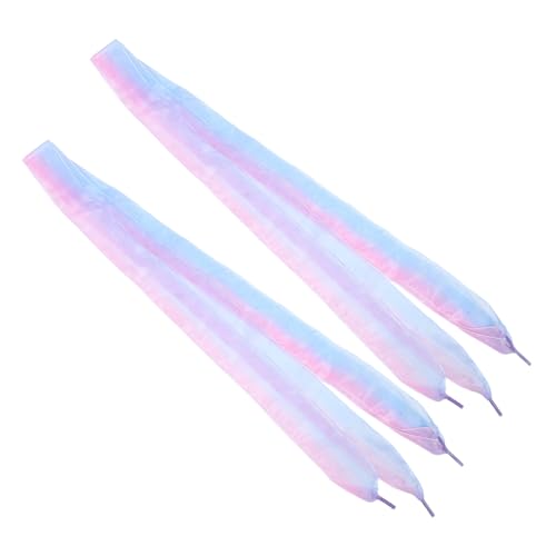 Beavorty 4 Stück Teiliges Organza Schnürsenkel mit Farbverlauf Modische Flache Satinband Schnürbänder für Damen Sneaker und Sportschuhe Bunte Schuhbänder aus Schneegarn von Beavorty