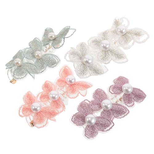Beavorty 4stücke Spiral-haargummi Mit Schmetterling Perle Und Spitze Bunte Telefonleitung Elastischer Pferdeschwanzhalter Dehnbares Haarbändchen Für Frauen Und Mädchen von Beavorty