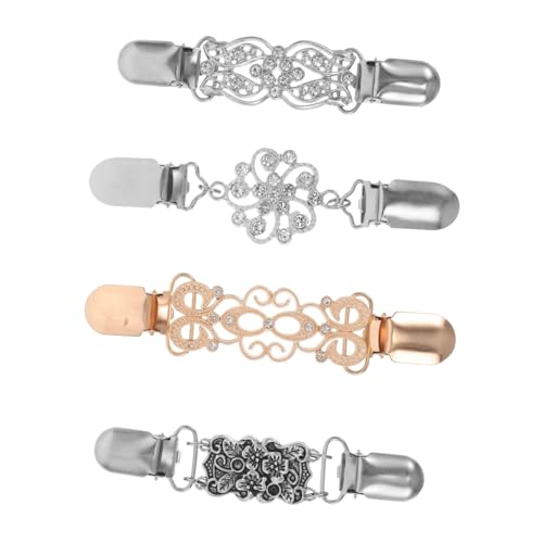Beavorty 4 Stück Teiliges Sweater Clips aus Langlebiger Legierung mit Funkelnden Strasssteinen Vielseitige Cardigan Verschluss Clips für Damen Sicherer Halt für Pullover Schals Tücher und von Beavorty