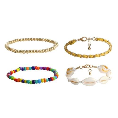 Beavorty 4 Stück Teiliges Verstellbares Armband Muscheln Stilvolle Handkette für Damen für zu Besonderen Anlässen Einzigartiger Schmuck mit Feiner Verarbeitung von Beavorty