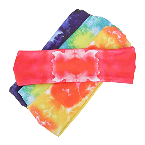 Beavorty 4 Stück Tie-Dye-Sportstirnband elastisch Gummibänder Haarbänder Männer Workout-Stirnband Stoff Schweißbänder Fitness-Stirnbänder Sportliches Haarband laufendes Haarband Polyester von Beavorty