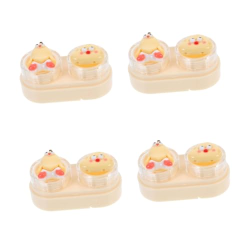 Beavorty 4 Stück Tragbarer Cartoon Kontaktlinsenbox mit Pinzette Praktischer Stil Kompakt für Reise Arbeit Schule Schützende Kunststoff Aufbewahrung Niedliches Design für Tägliche von Beavorty