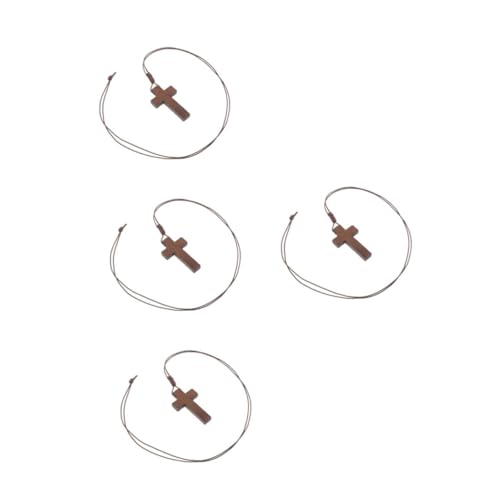 Beavorty 4 Stück Verstellbare Holzkreuz Halskette mit Knotenband Unisex Design Holzanhänger Langlebig Modisch für Herren Damen Vielseitig Anpassbar von Beavorty