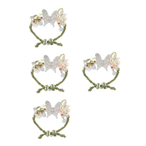 Beavorty 4 Stück Verstellbarer Schmetterling Blumen Ring Grün Geflochten Vintage Stil Damen Schmuck Elegant Hautfreundlich Modisch Accessoire Für Alltag Und Fest von Beavorty