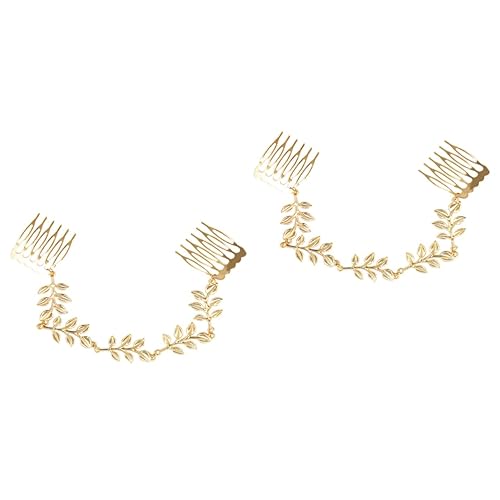 Beavorty 4 Stück Vintage Haarkamm Hochzeit Haarkamm Haarschmuck für die Braut Haarkamm mit Quastenkette Kette Haarkamm Brauthaarkamm Doppelkopf Haarnadel Damen von Beavorty