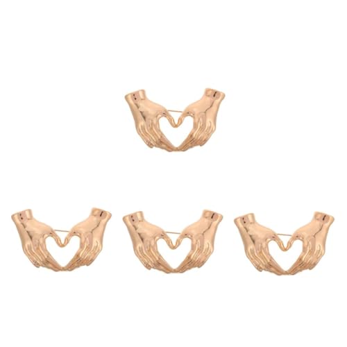 Beavorty 4 Stück Vintage Herz Brosche Handgeste Schmuck Langlebiger Modisches Accessoire für Pullover Mäntel Partys Alltag Einzigartiger Handgemachter Anstecker für Damen von Beavorty