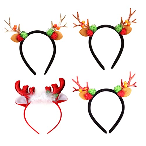 Beavorty 4 Stück Weihnachtsstirnband haarschmuck Geweih Kleidung Zubehör Kopfbedeckung Stoff (Polyester) von Beavorty