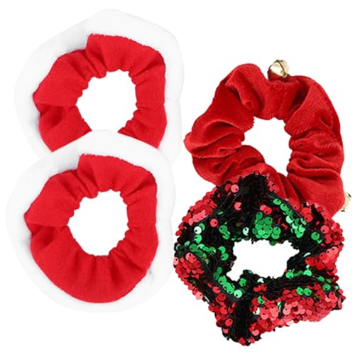 Beavorty 4 Stück Weihnachts-haargummis Dehnbare Haarseile Pferdeschwanzhalter für Damen für Weihnachten Hochzeiten Partys von Beavorty