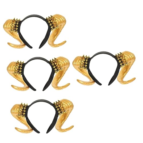 Beavorty 4 Stück Nieten-croissant-stirnband Steampunk-stirnband Hörner Stirnband Für Halloween Cosplay-haarschmuck Halloween-kopfbedeckung Cosplay-hörner Teufel Plastik Fräulein Ziegenhorn von Beavorty