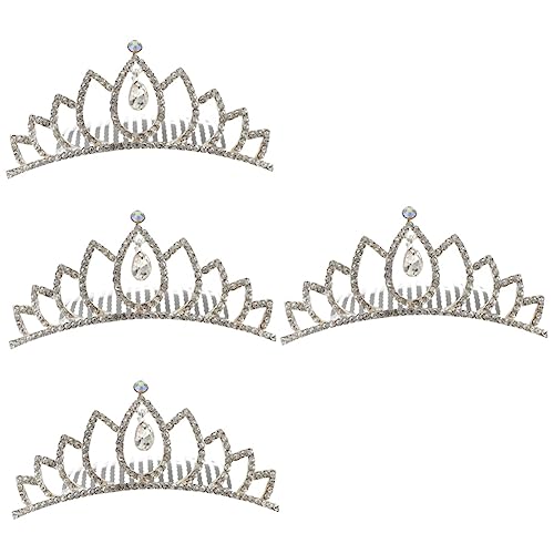 Beavorty 4 Stück farbige Strasskrone glänzender Geburtstag Mädchen Schmuck Tiara Kronenkamm für die Braut Kronenclip aus Strass Legierung Kopfbedeckung Haarschmuck Zubehör Kind von Beavorty