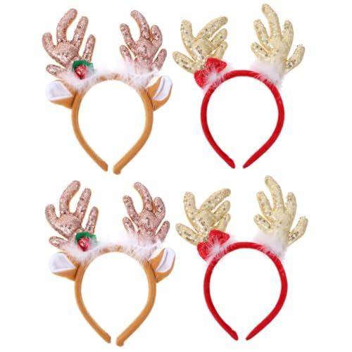 Beavorty 4 Stück großes Geweih-Stirnband Haarbänder für Mädchen Tier-Cosplay-Haarband christmas haarreif christmas headband Geschenk Haargummi Festival-Haar-Accessoire Party-Haarband Blitz von Beavorty