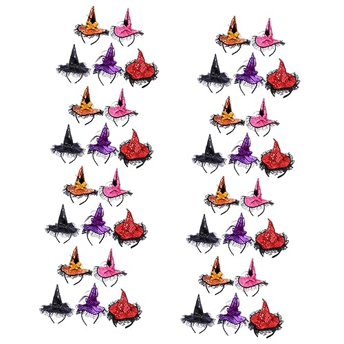 Beavorty 40 Stk Halloween-Stirnband kopfschmuck Mini Kopfbedeckung Hexen Hut Requisiten Fräulein schmücken Stoff von Beavorty