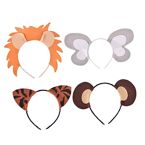 Beavorty 4stücke Tiger Elefant Affe Haarreif Kopfbedeckung Tier Für Kinderparty Cosplay Tiger Elefant Affe von Beavorty