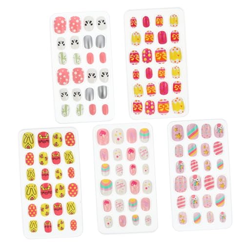 Beavorty 5 Nagelsticker für Kinder Geschenke für Kinder Künstliche Nägel für Kinder Weihnachtsdekoration Nagelfolien für Kinder Nageldekoration für Kleinkinder Nägel kurz andrücken Abs von Beavorty