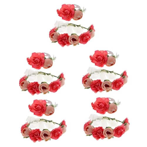 Beavorty 5 Sätze Kranz Stirnband Schutzengel-schlüsselanhänger Hochzeitskrone Blumenkranz-stirnband Florales Stirnband Haarkranz Haarblumen Strand Stoff Mädchen Einstellen von Beavorty