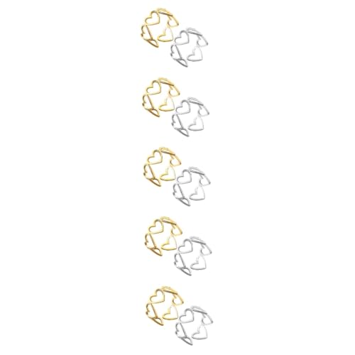 Beavorty 5 Sätze Offene Herzringe Für Damen Minimalistische Design Ringe Platin Goldfarbe Ästhetische Schmuckstücke Für Schenken 2 Stück * 5 von Beavorty