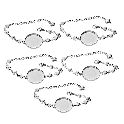 Beavorty 5 Stück Armband DIY Schmuckzubehör Herzförmige Tray Basis für Handgelenk Bastelset für Frauen und Studenten Retro Stil Silberfarbene DIY Armband Gravur Geeignet von Beavorty