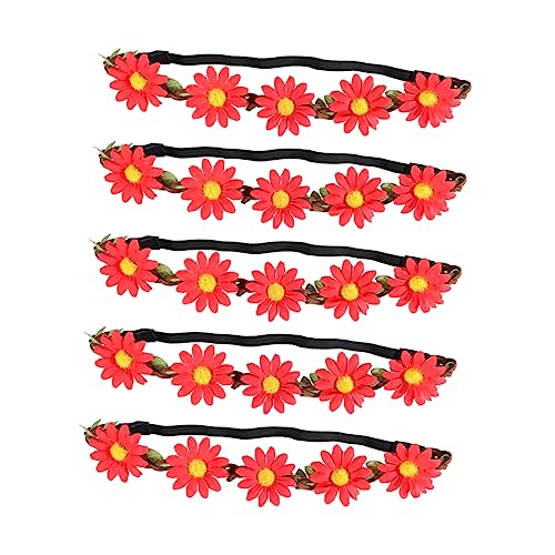 Beavorty 5st Tiara- Florales Stirnband Damen-stirnband Stirnbänder Für Mädchen Sonnenblumen Stirnbänder Mädchen-stirnband Sonnenblumen-stirnband Gänseblümchen Blumenkopfschmuck Braut von Beavorty