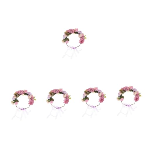 Beavorty 5St Braut Blumenstirnband Haarbänder für Mädchen elastische Haarbänder Haarschmuck Haarband Krone Blumenkronengirlande Hochzeit Kopfbedeckung große Rose Kranz Brautjungfer von Beavorty