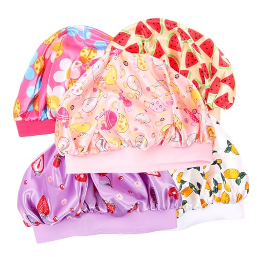 Beavorty 5stücke Schlafmütze Mit Haube Für Junge Mädchen Satinmütze Zum Schlafen Wiederverwendbarer Duschhut Tragbarer Schlafhut Für Haushalt Verschleißfeste Kinderkopfbedeckung Für von Beavorty