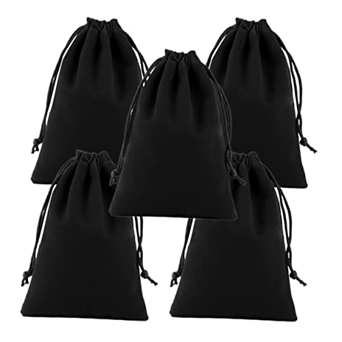 Beavorty 5 Stück Flanellbeutel Mit Kordelzug Flusenbeutel Mit Kordelzug Föhn Groß Kordelstring Lagerung Größe Erwachsenen-lätzchen Für Fitnessstudio Black von Beavorty