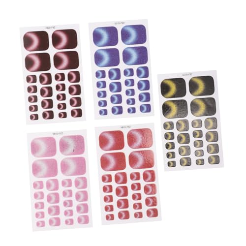 Beavorty 5 Stück Glitzer Katzenaugen Zehennagel Aufkleber Patches Vollständige Abdeckung Gel Zehennagel Wraps Kein Backen Aufdrücken Von Zehennagel Abziehbildern DIY Kleber Leicht von Beavorty