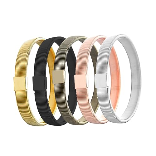 Beavorty 5 Stück Herren Armband Metall Elastisches Armband mit Federarmring für Handgelenk Ärmelhalter Verschiedenen Farben Modisches Accessoire von Beavorty