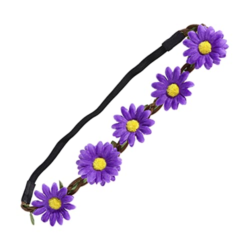 Beavorty 5st Blumenkrone Blumen-haarband Blumenhaarband Damen-stirnband Boho Stirnband Party Blumen Stirnband Braut Stirnband Strandblume Stirnband Kronenblume Mädchen Violett von Beavorty