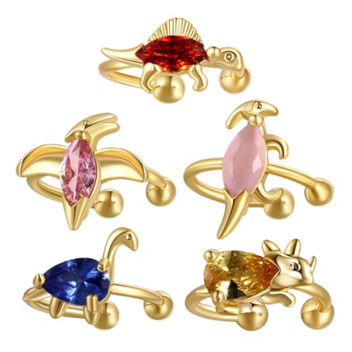 Beavorty 5 Stück Kreative Ohrringe für Frauen Teiliges Niedliche Dinosaurier Ohrclips nicht Durchstichend Hypoallergen für Partys und Alltag Einfach zu Tragen Farbenfroh und von Beavorty