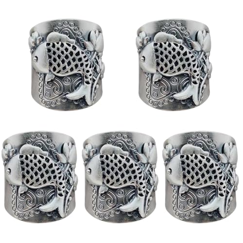 Beavorty 5 Stück Retro Lotus Ring Verstellbarer Öffnungsring für Damen Eleganter Schmuck für Hochzeiten Partys und Alltag Leicht und Langlebig Vintage Design Silber von Beavorty