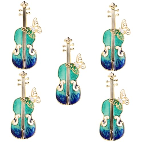 Beavorty 5 Stück Retro Violinenbrosche Damen Kleidung Brosche Anstecknadel Instrument Hüte Violine Pin Hut Dame Pin Kostüm Kleid Kleid von Beavorty