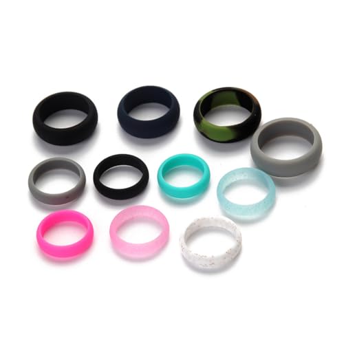 Beavorty 5 Stück Silikon Finger Ringe Set Fashion Ringe Lebensmittelechtem Silikon für Damen Herren Verschiedenen Farben Designs für Besondere Anlässe Zufällige Farbe von Beavorty