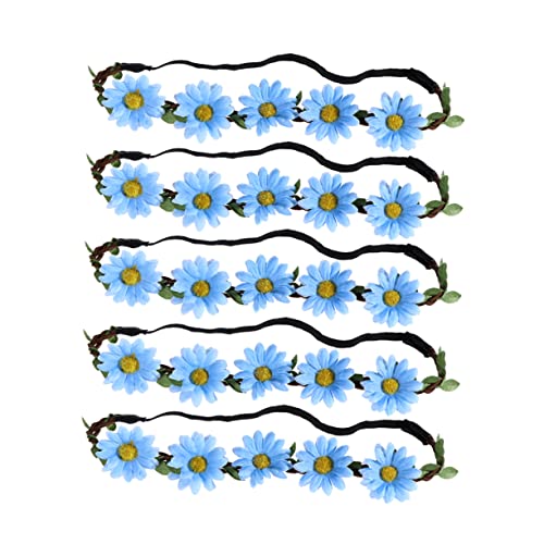 Beavorty 5st Brautblumen Stirnband Blumengirlande Stirnband Kostüm Haarband Strandblume Stirnband Gänseblümchen Krone Haarband Blumenkopfbedeckungen Braut Stirnband Mädchen Böhmen Schmuck von Beavorty