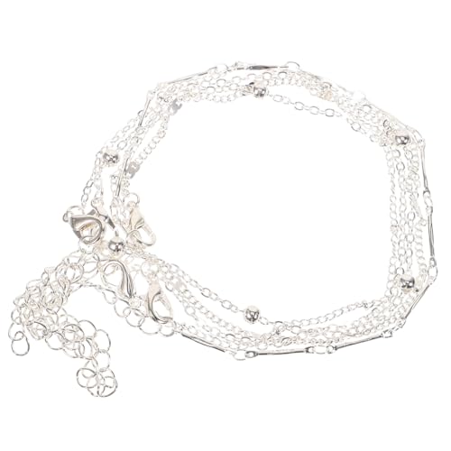 Beavorty 5 Stück Teiliges Fußkettchen Set für Damen Silberfarben Verstellbar Komfortabel für Strand Partys Besondere Anlässe Boho Fußschmuck für Look von Beavorty