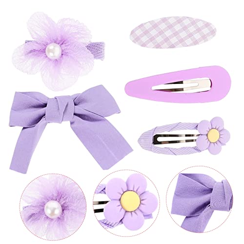 Beavorty 5 Stück Teiliges Haarklammer für Mädchen Niedliche Stoff Schleifen und Blumen Designs Sichere Langlebige Haarschmuck für Alltag Geburtstag und Kostümpartys von Beavorty