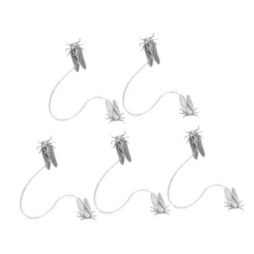 Beavorty 5 Stück Teiliges Insektenbroschen mit Niedlicher Zikaden-anhänger Lange Kette und Quaste Legierungsbrosche für Männer und Frauen Vintage Tierbrosche für Anzug Pullover und Hemd von Beavorty