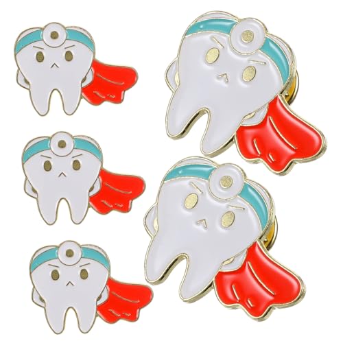 Beavorty 5 Stück Teiliges Zahnbroschen Metall Lustige Cartoon Designs Niedliche Anstecknadeln für Kleidung Rucksäcke und Taschen Tragbare Schmuckpins für Damen von Beavorty