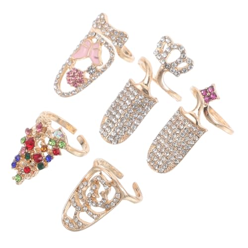 Beavorty 5 Stück Verstellbare Ring Dekoration mit Funkelnden Strasssteinen für Nagelkunst und Accessoires von Beavorty