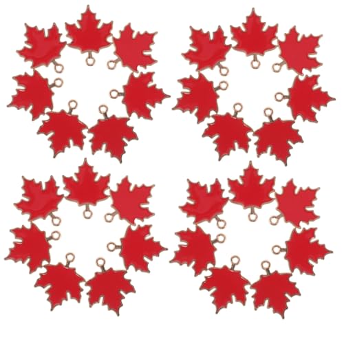 Beavorty 50 Stück Ahornblatt -Schmuckzubehör Metallblattreiz für Armbänder leaf charm Herbst Ahornblatt DIY -Blattanhänger für Halsketten Blattperlen für DIY -Kunsthandwerk Legierung rot von Beavorty
