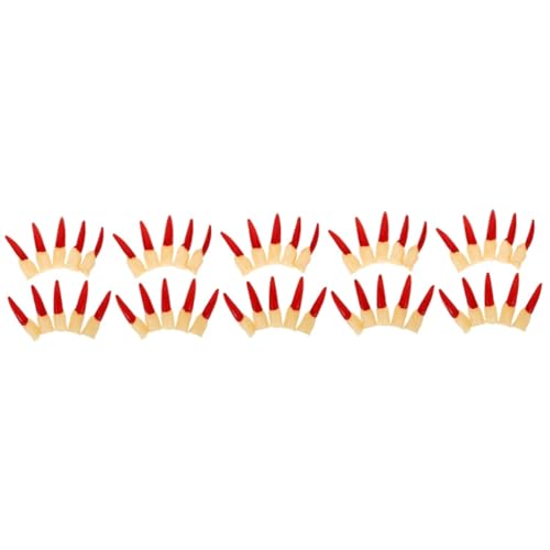 Beavorty 50 Stück Teiliges Halloween Deko Falsche Finger mit Langen Roten Nägeln Wiederverwendbare Gruselige Hexen und Zombie Fingerhüllen für Party und Cosplay Kostüme Bequem und Passend von Beavorty