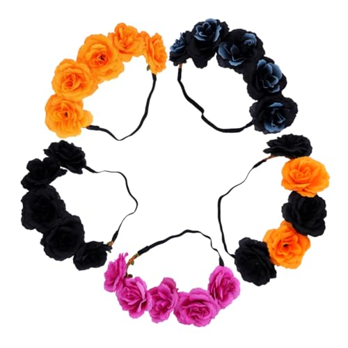 Beavorty 5St Halloween-Haarband Halloween-Stirnband Haarschmuck für Kinder Blumengirlande Tiara Halloween-Blumen-Stirnband Halloween-Kopfschmuck Skelett Kranz Kunsthandwerk von Beavorty