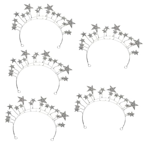 Beavorty 5St Pentagramm-Stirnband Braut-Tiara Hochzeit Stirnband die Krone Party Tiara Haarband im Kronen-Design Europäisch und amerikanisch Haarschmuck Haarteil Kopfbedeckung Bankett Weiß von Beavorty