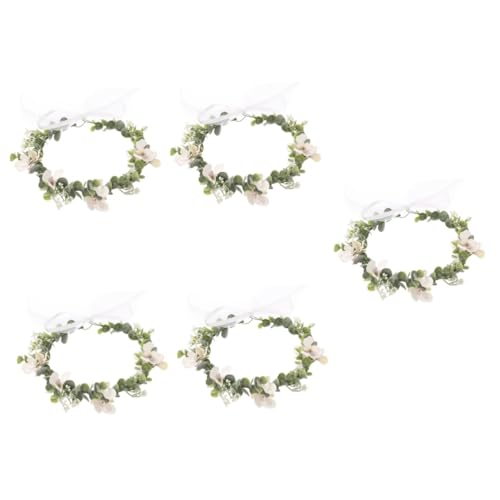 Beavorty 5st Stirnband Kronenschmuck Haarschmuck Für Frauen Zarte Blumenkrone Haarschmuck Mit Blumen Kronendekor Blumenkrone Für Mädchen Kranz Eukalyptus Weiß Braut Beflockung Grüne Blätter von Beavorty