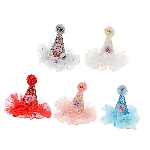 Beavorty 5St geburtstag hut haarnadel Haarschmuck für Kinder Mini-Partyhüte Hut zurückschnappen Haarnadelhut zum Geburtstag Paillettenhüte zum Geburtstag Mädchen Haarspange Baby Mesh-Kappe von Beavorty