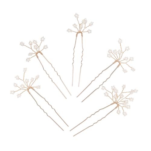 Beavorty Haarschmuck für Hochzeiten 5-teiliges Set Stirnband Haarschmuck für Frauen Brautschmuck Haarspangen Elegante Bobby-reisperlen von Beavorty