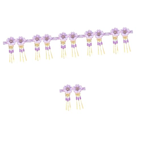 Beavorty 6 Paare Haarnadel Haarschmuck Mit Langen Quasten Haarspange Mit Strassquaste Japanische Haarpflege Blumenclip Geisha Mädchen Violett Bettwäsche Aus Baumwolle Schmücken Kind von Beavorty